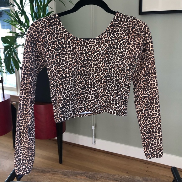 American Apparel Tops - American Apparel Long Sleeve Animal Print Crop Top